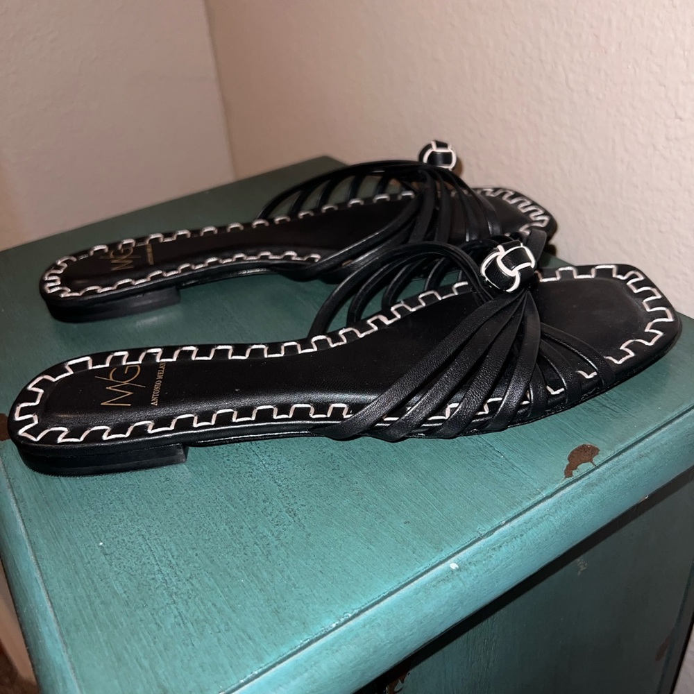 ANTONIO MELANI Black Strappy Sandals